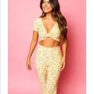 NWT Two Piece Yellow Floral Set